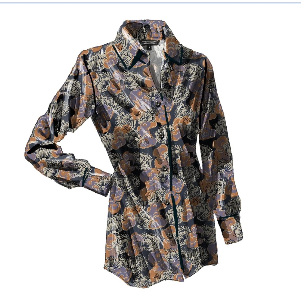 THE J PETERMAN COMPANY WILD SATIN BLOUSE XL